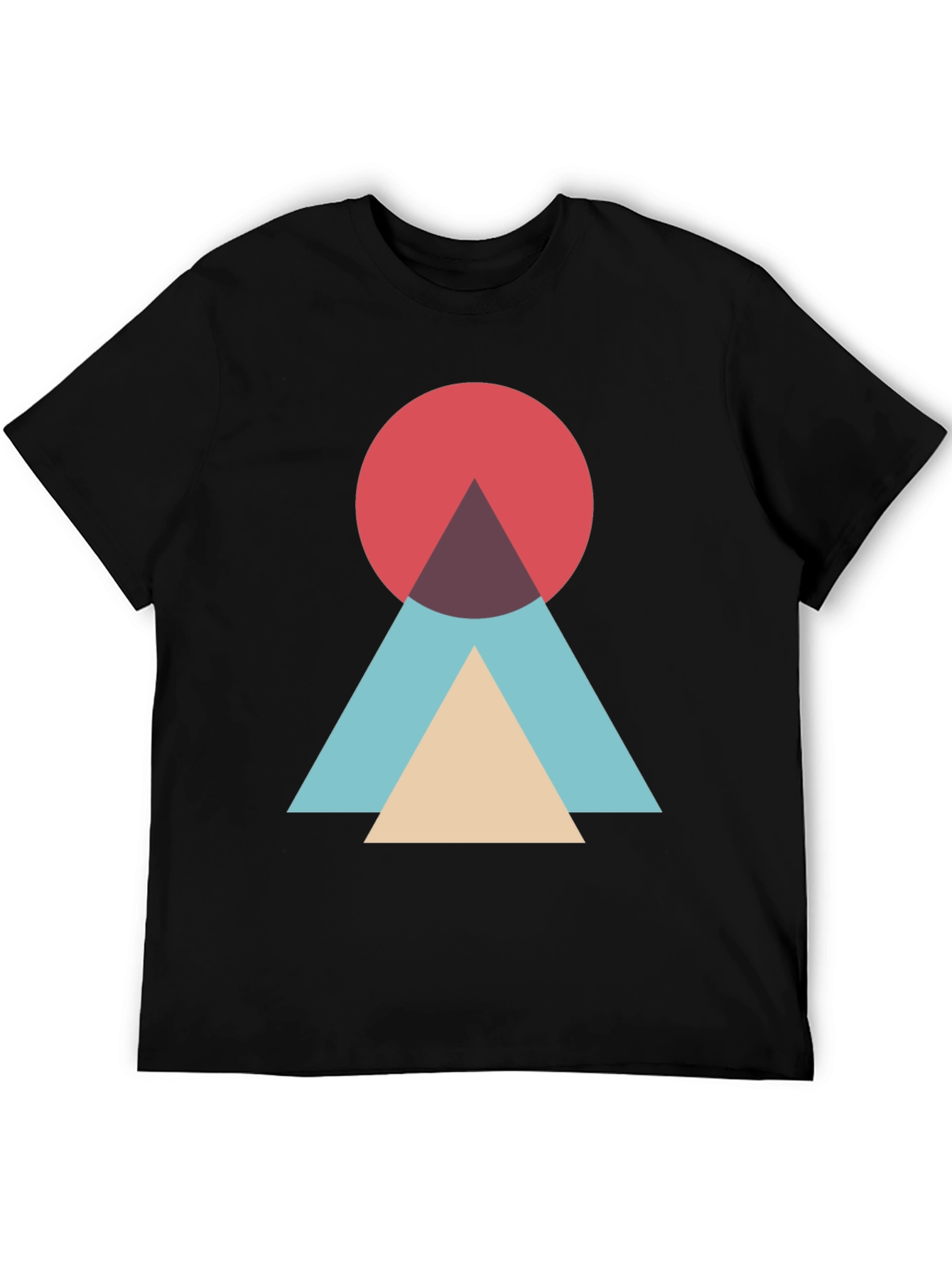 Geometric Circle & Triangle Graphic Tee - Modern Style