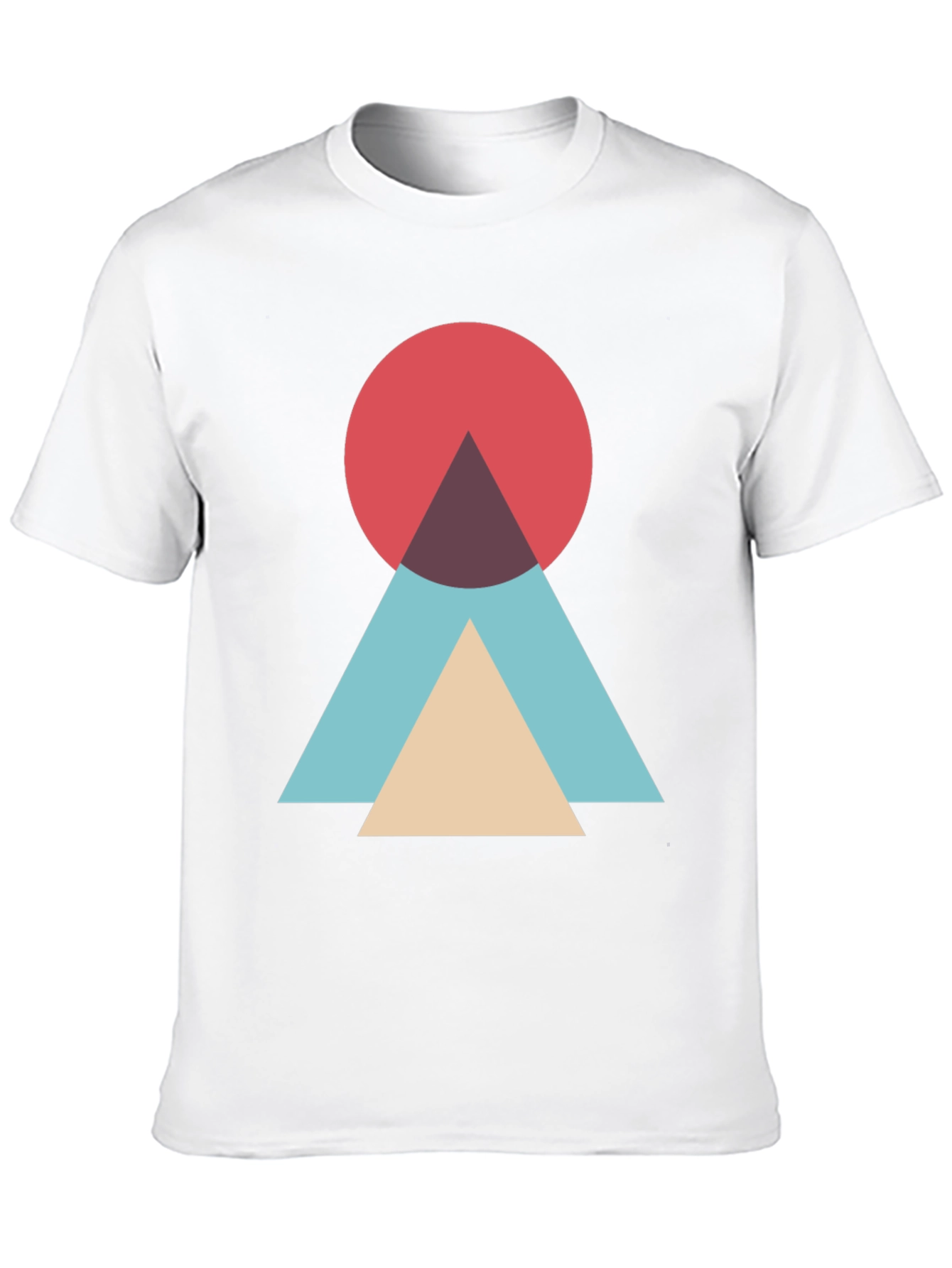 Geometric Circle & Triangle Graphic Tee - Modern Style