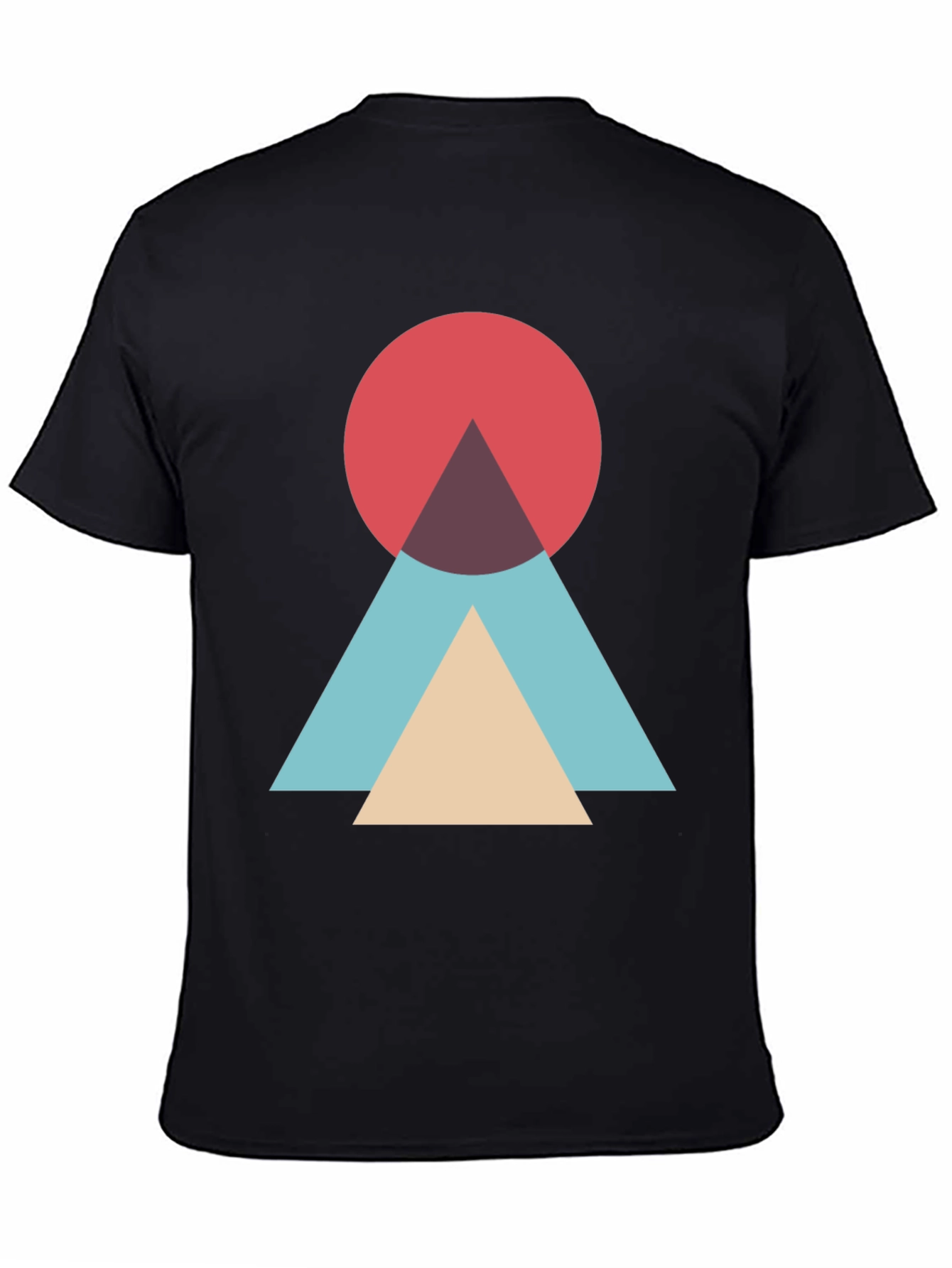 Geometric Circle & Triangle Graphic Tee - Modern Style