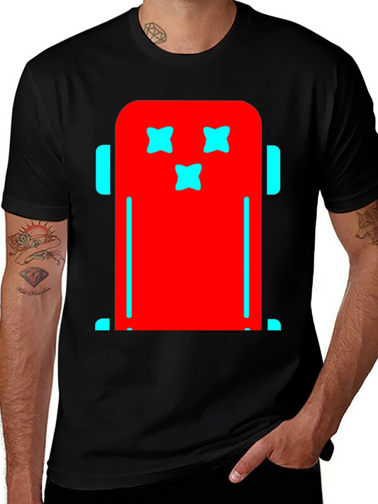 Funky Robot Graphic Tee - Black Cotton T-Shirt
