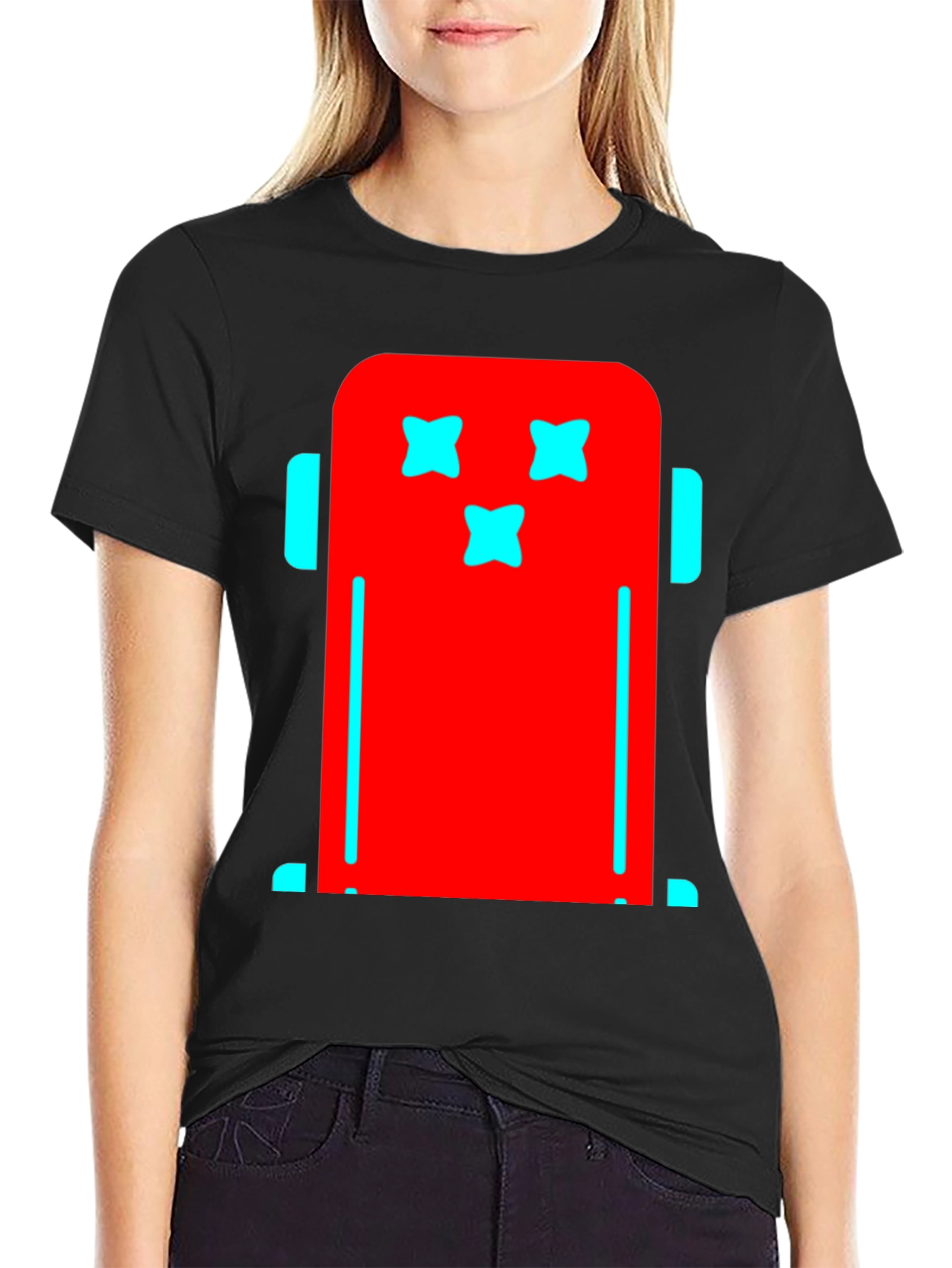 Funky Robot Graphic Tee - Black Cotton T-Shirt