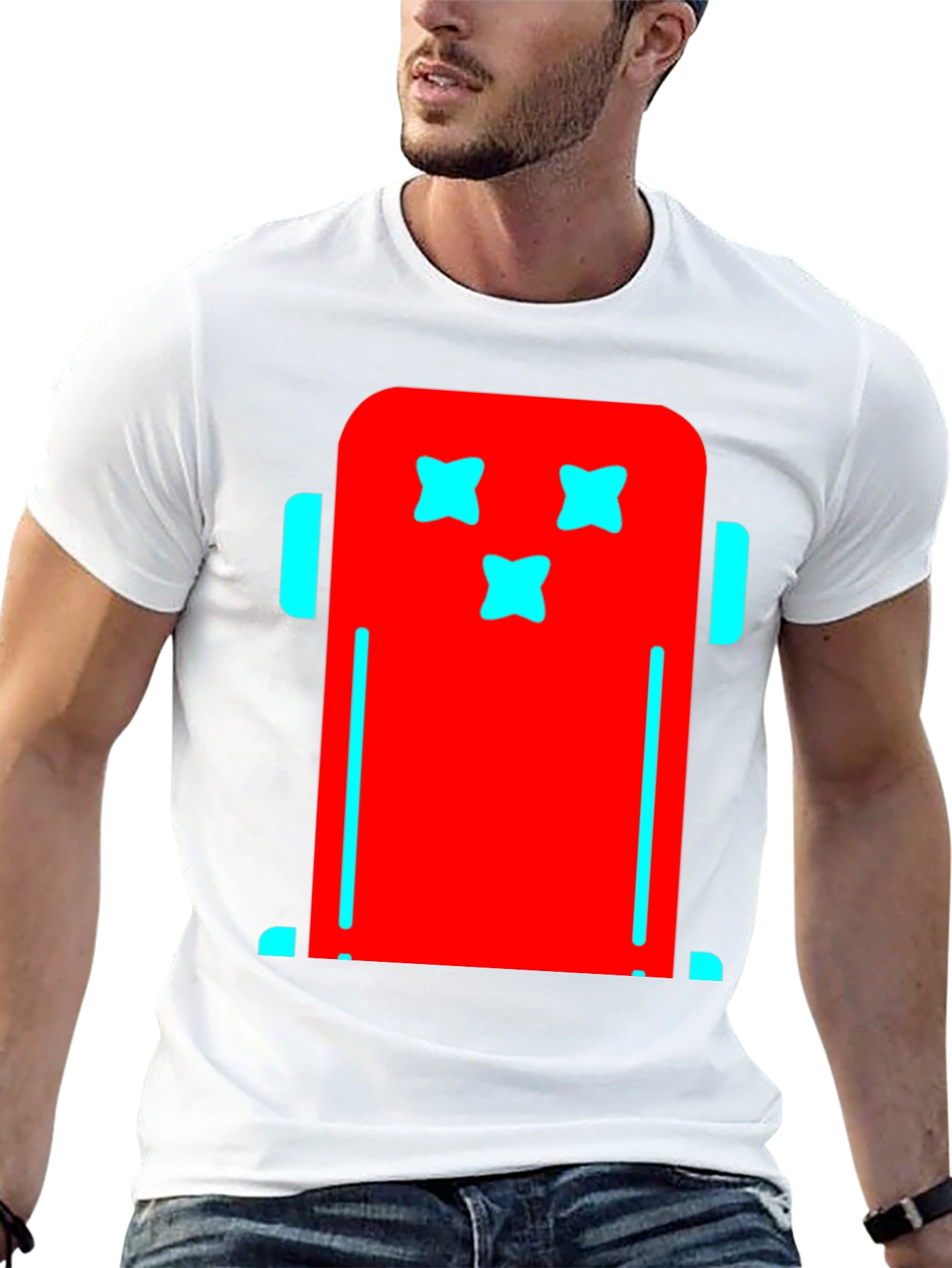 Funky Robot Graphic Tee - Black Cotton T-Shirt