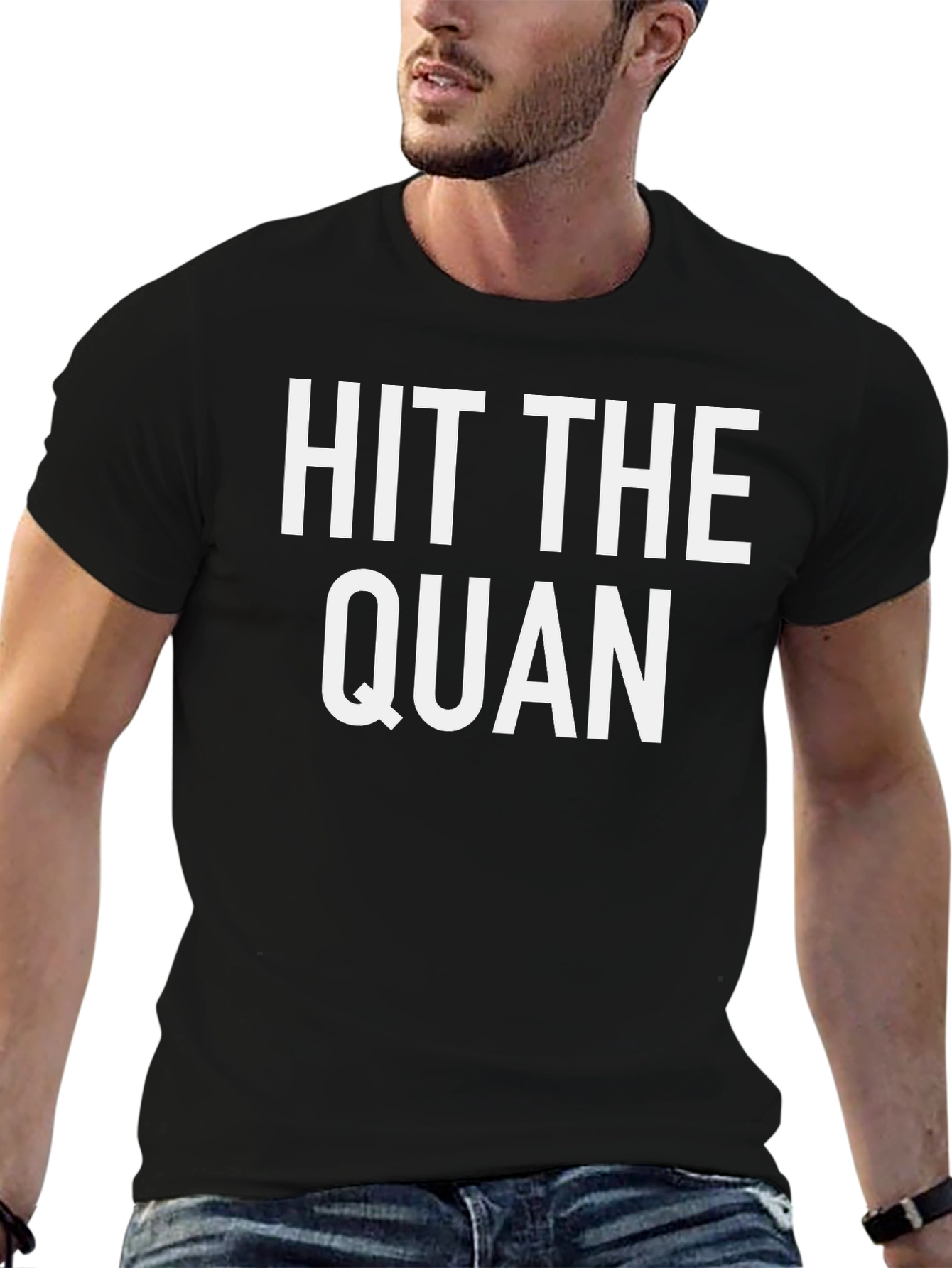 Hit The Quan Graphic Tee - Black Cotton T-Shirt