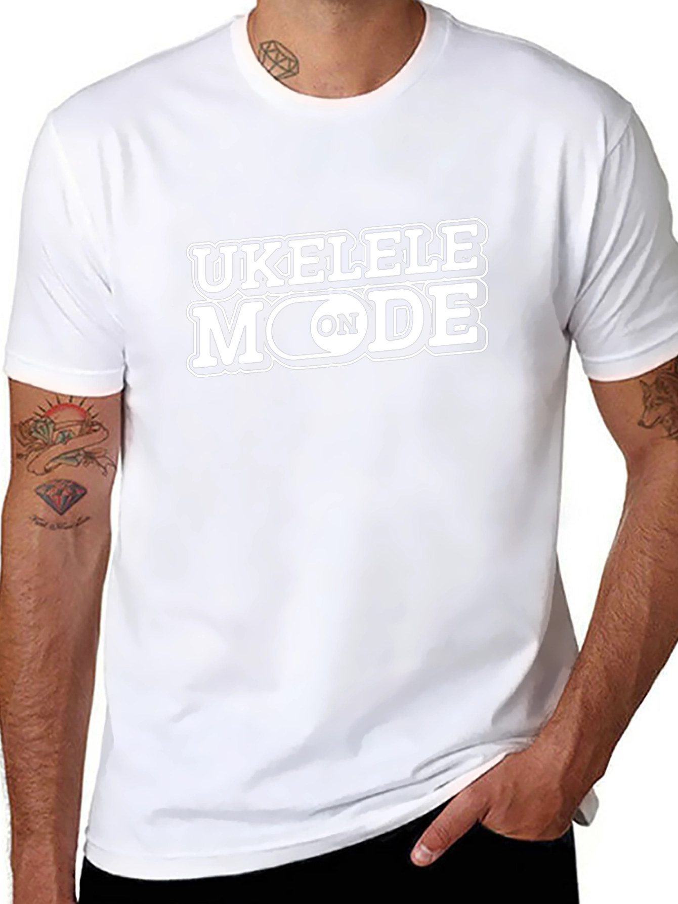 Ukelele Mode On Black T-Shirt