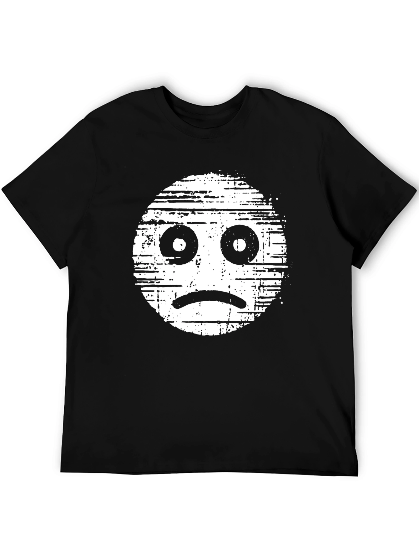 Sad Face Graphic Tee - Distressed Style