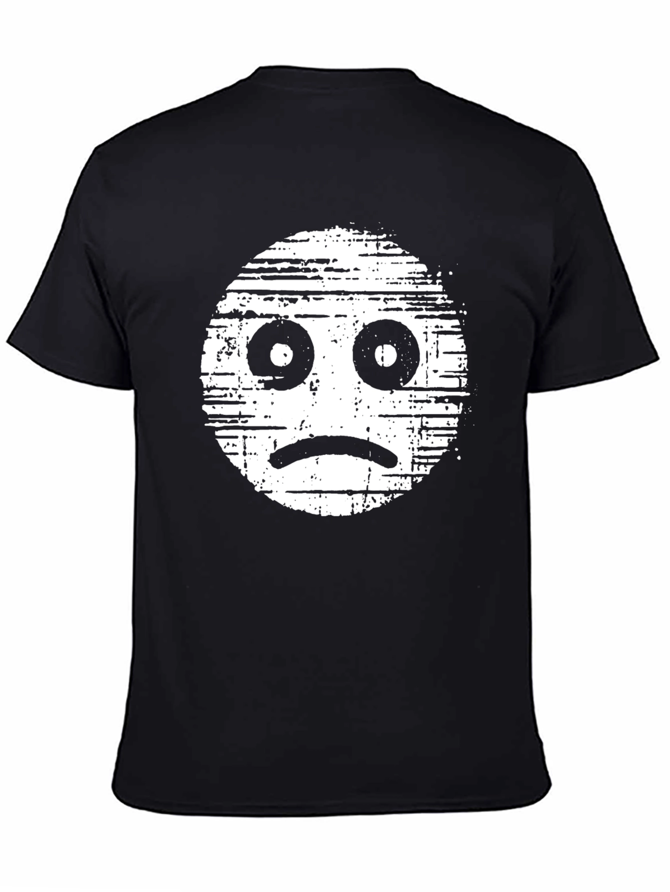 Sad Face Graphic Tee - Distressed Style