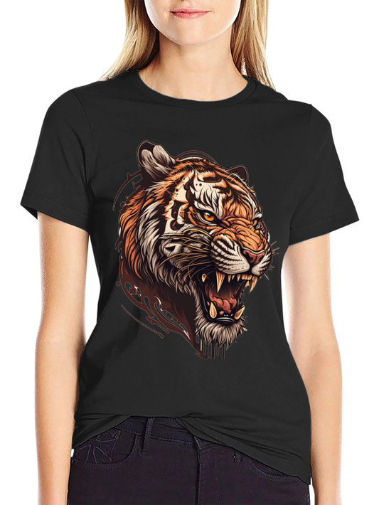 Tiger Graphic Print Mens Black T-Shirt