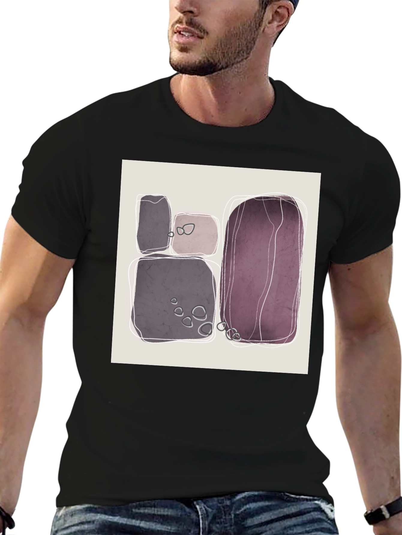 Abstract Stone Pattern Black Tee