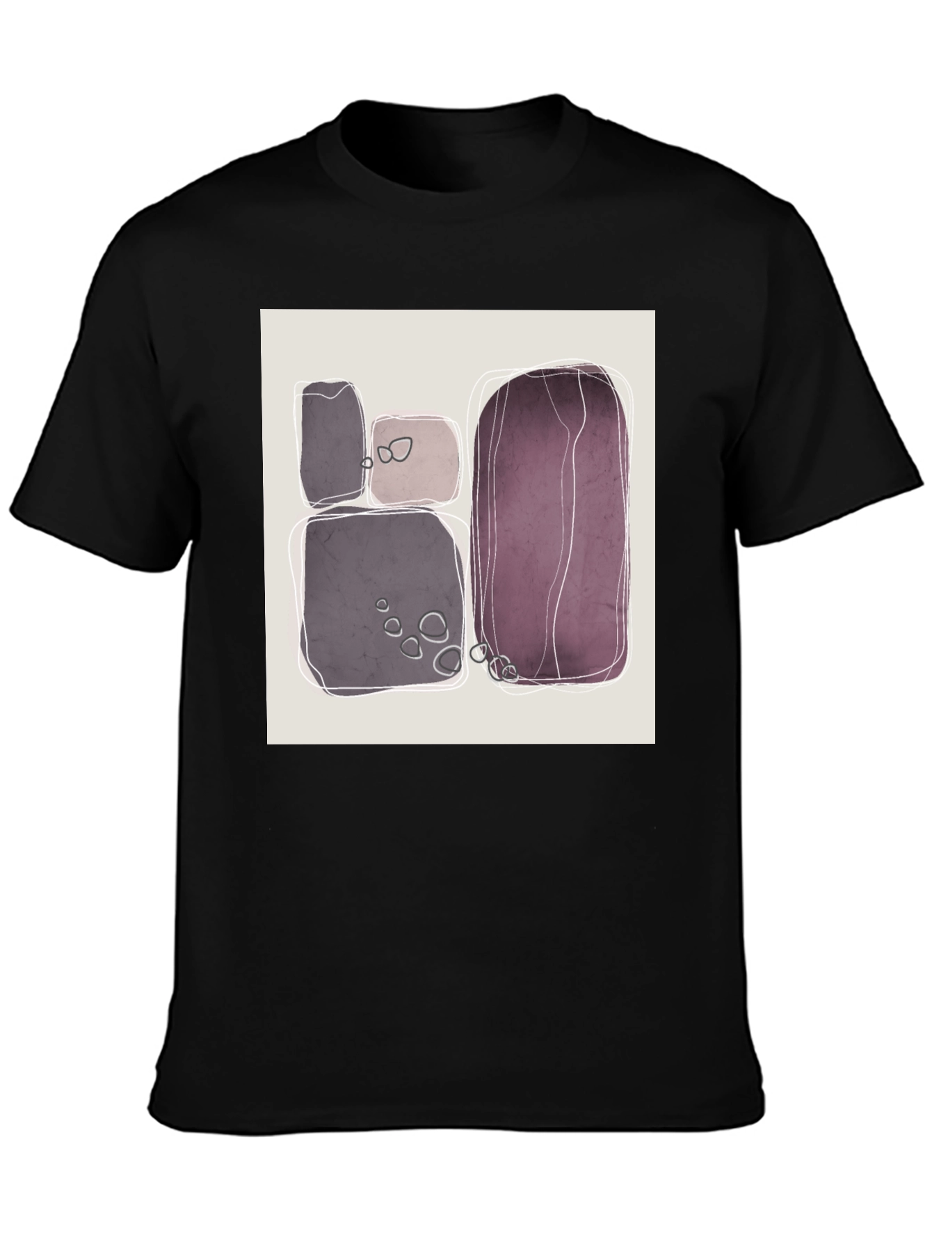 Abstract Stone Pattern Black Tee