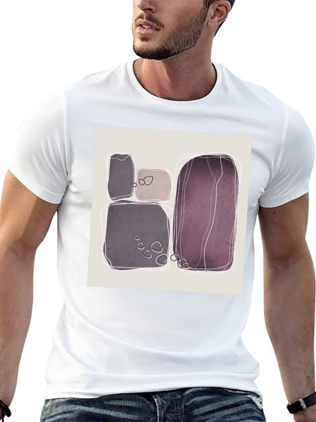 Abstract Stone Pattern Black Tee