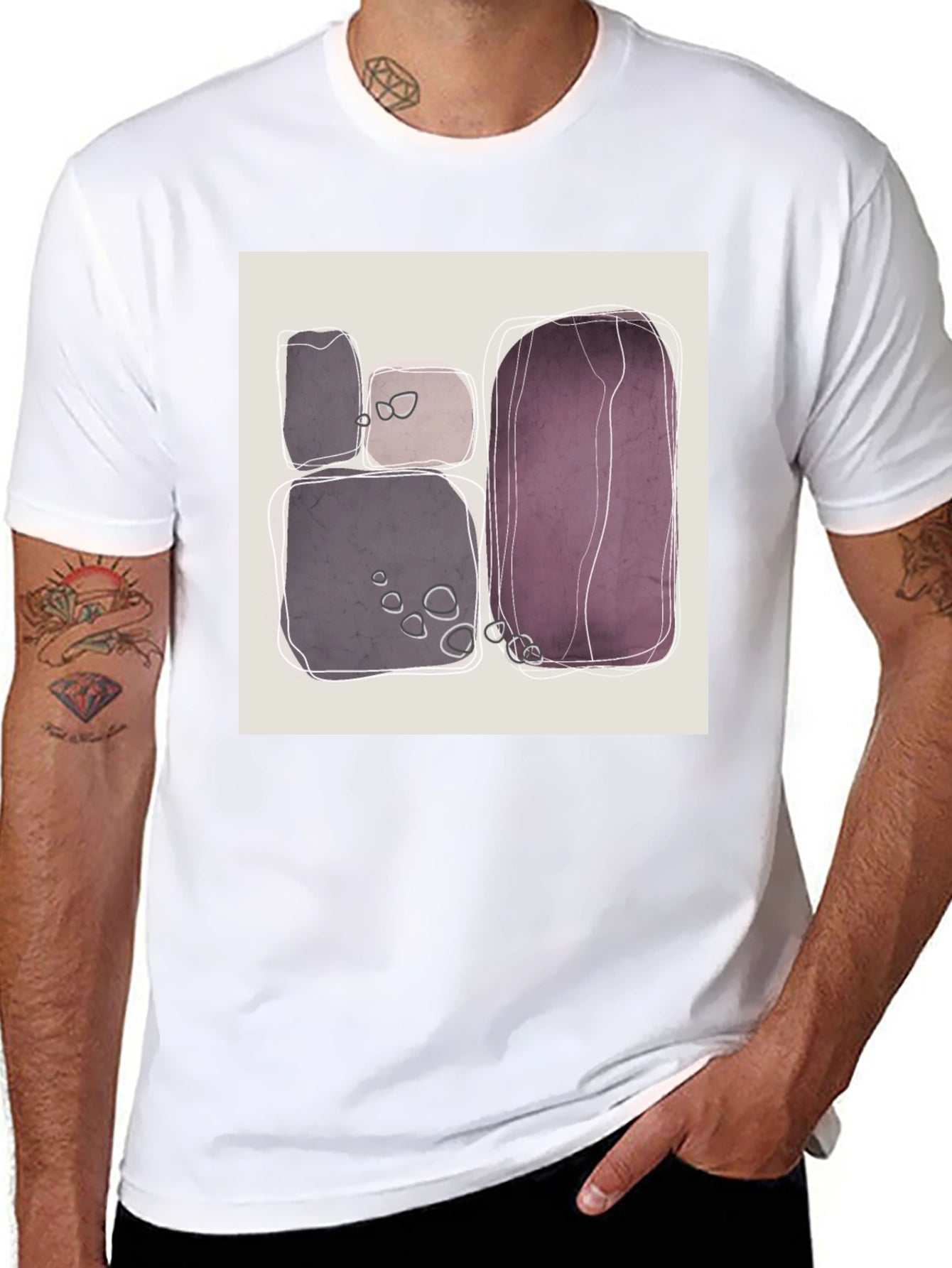 Abstract Stone Pattern Black Tee