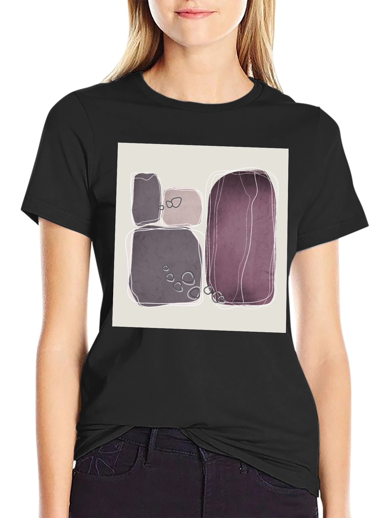 Abstract Stone Pattern Black Tee
