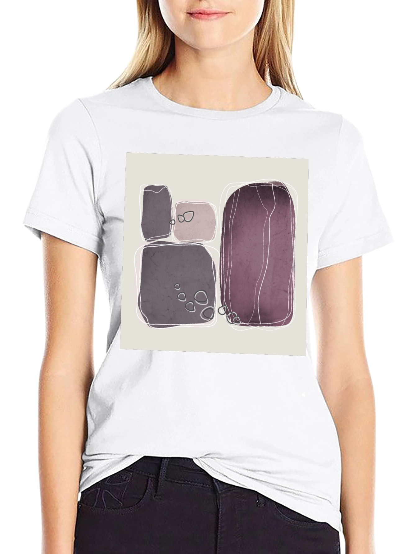 Abstract Stone Pattern Black Tee