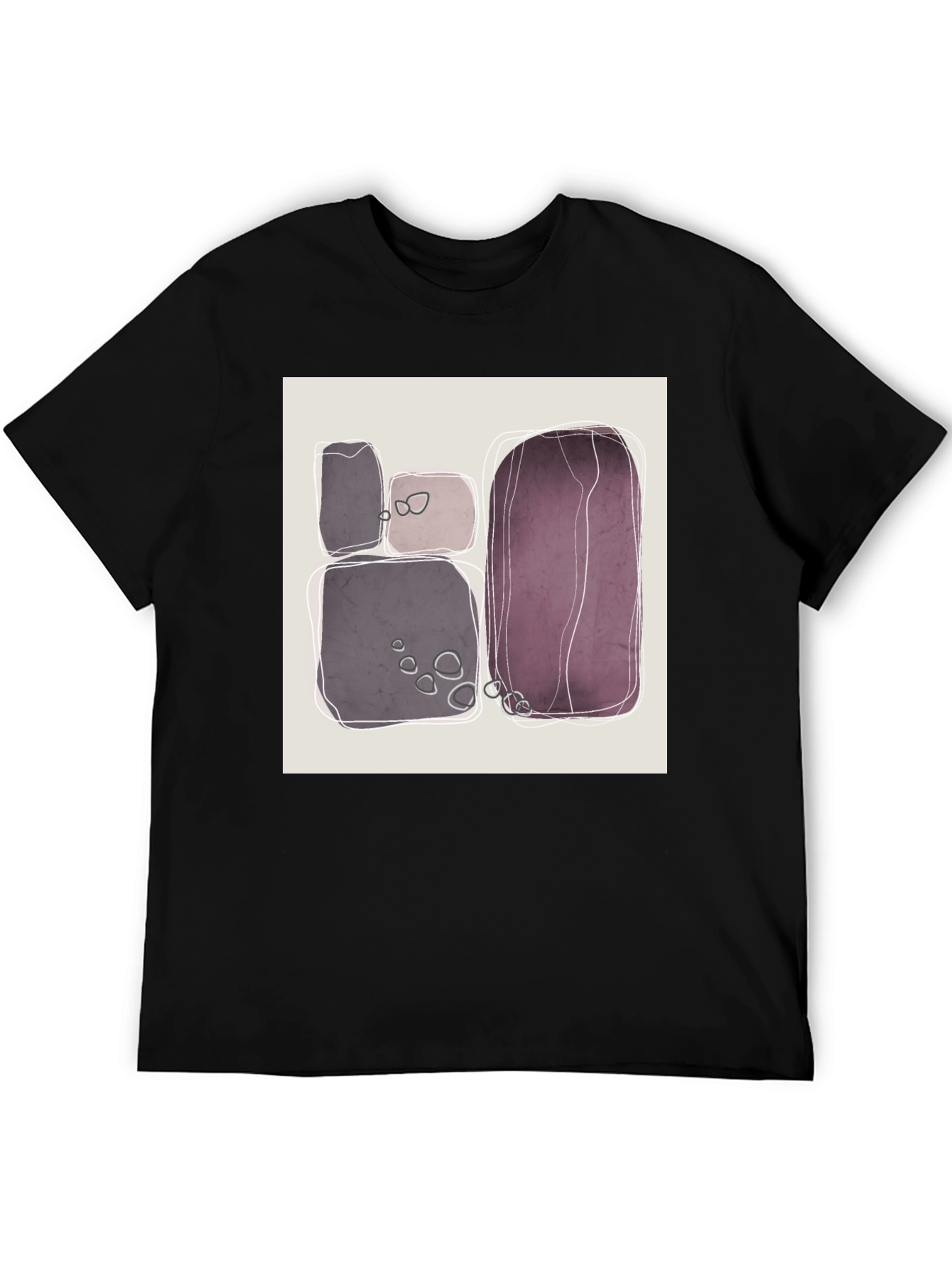 Abstract Stone Pattern Black Tee