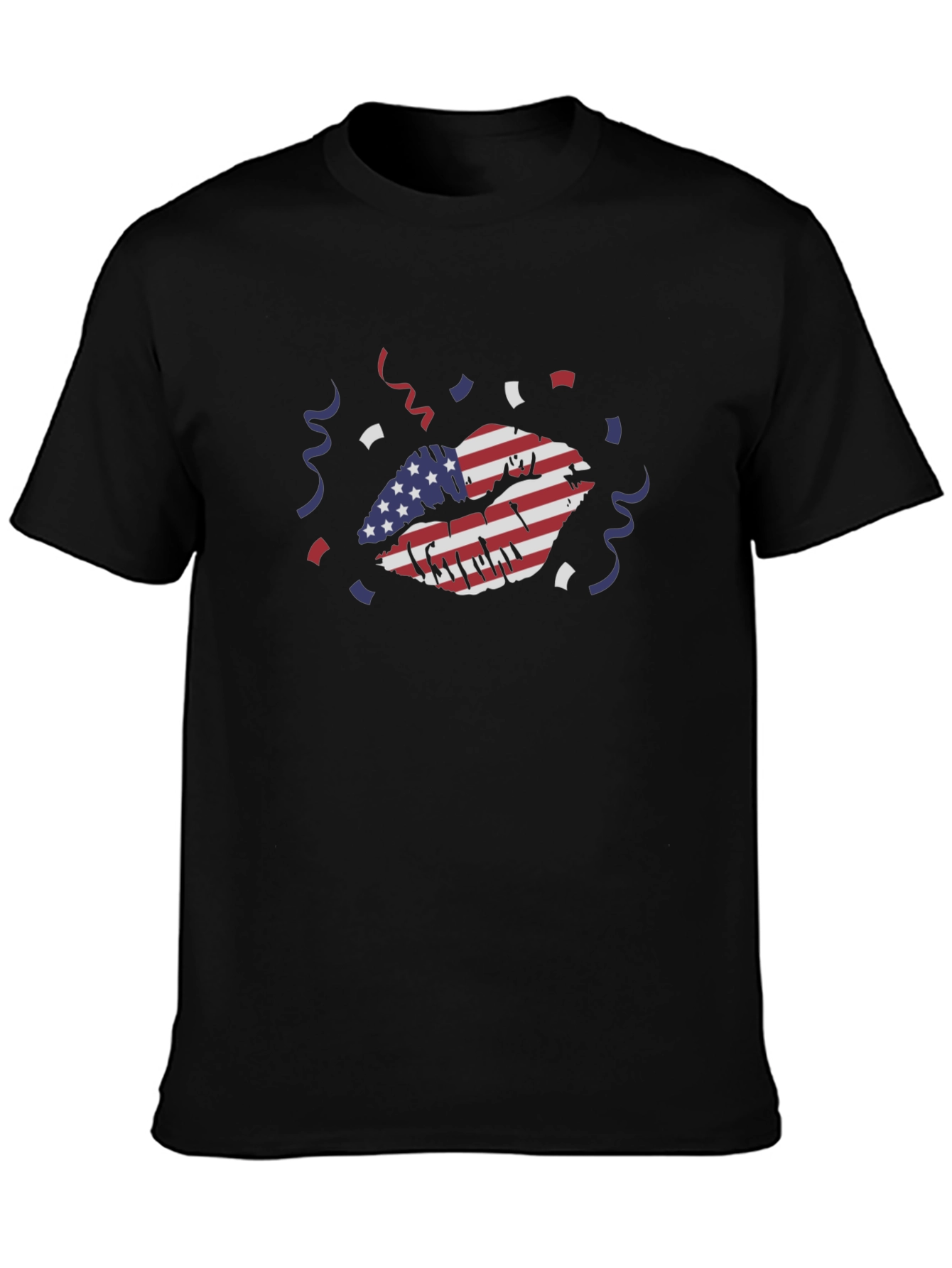 American Flag Lips Graphic Tee - Black