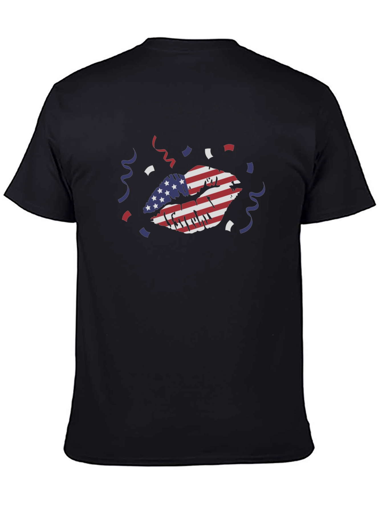 American Flag Lips Graphic Tee - Black