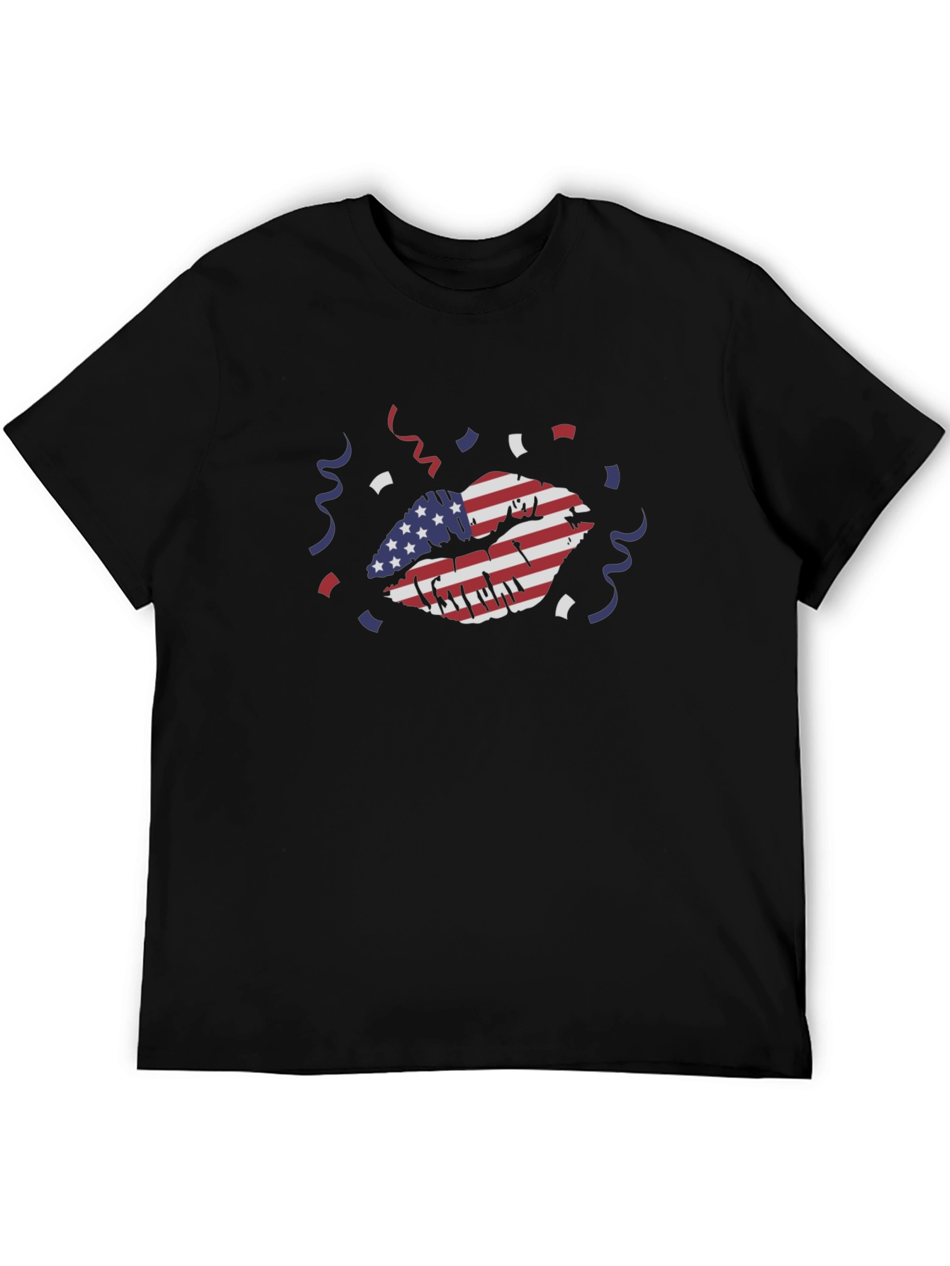 American Flag Lips Graphic Tee - Black