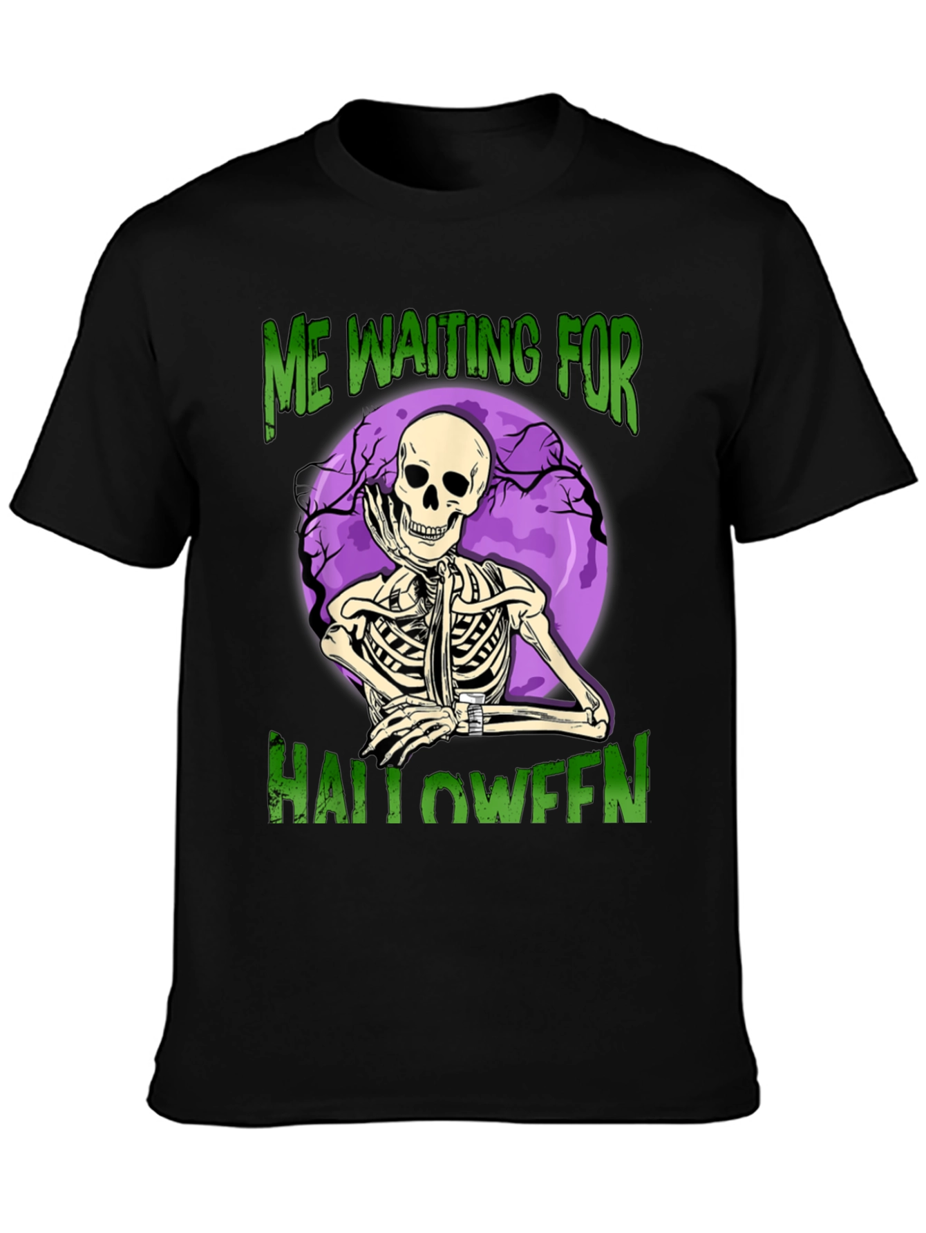 Halloween Waiting Skeleton Graphic Tee