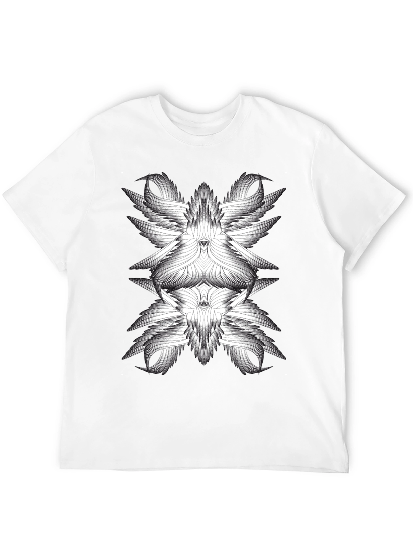 Abstract Winged Design Black T-Shirt