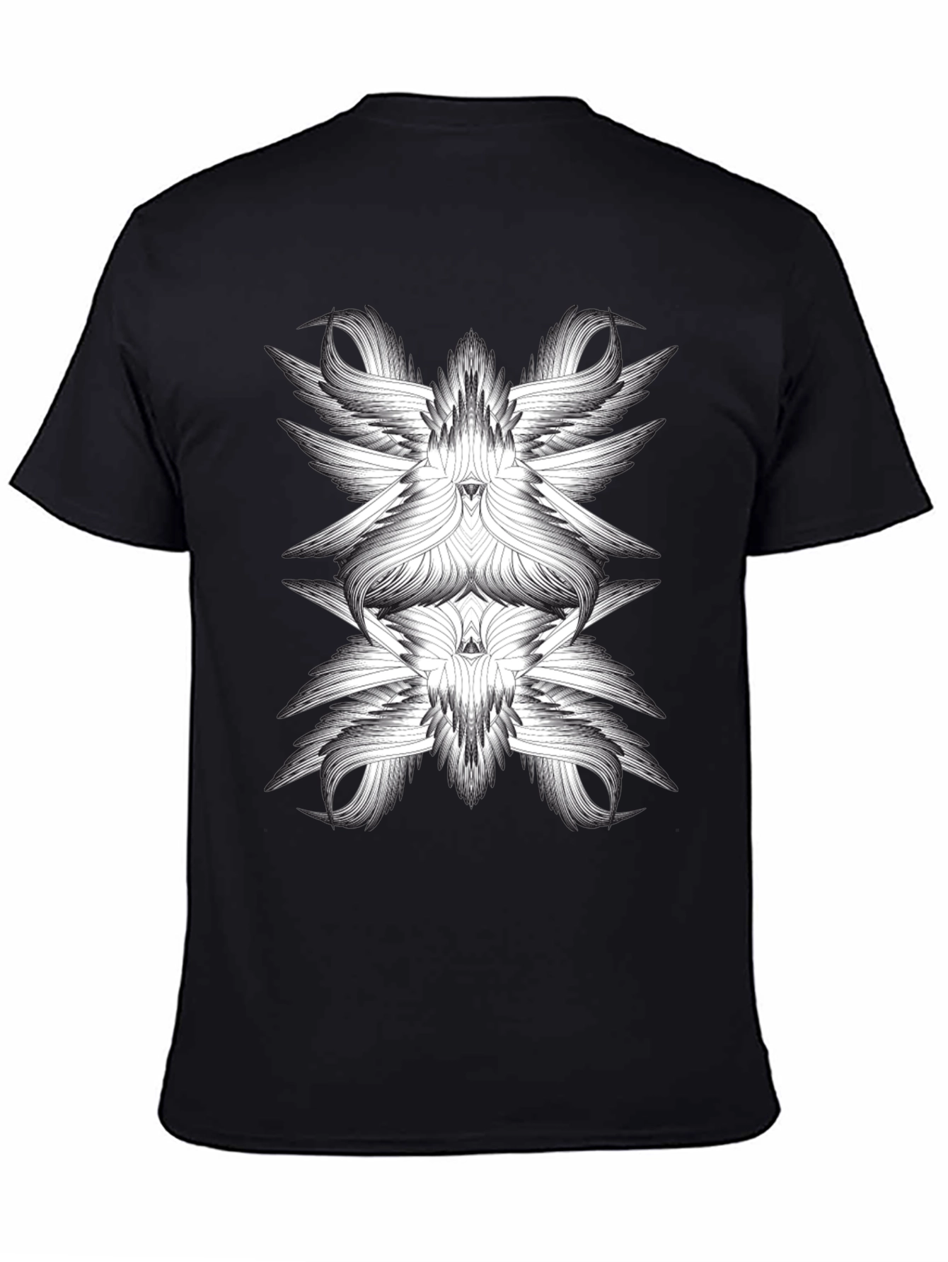 Abstract Winged Design Black T-Shirt