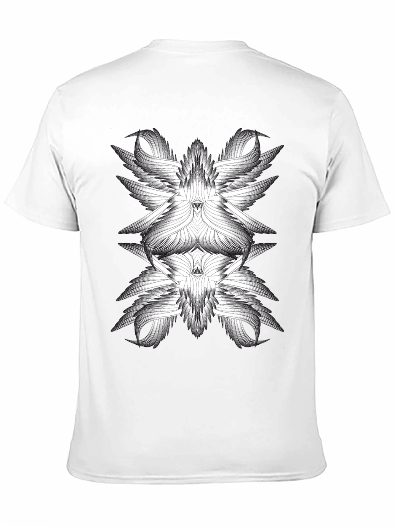 Abstract Winged Design Black T-Shirt