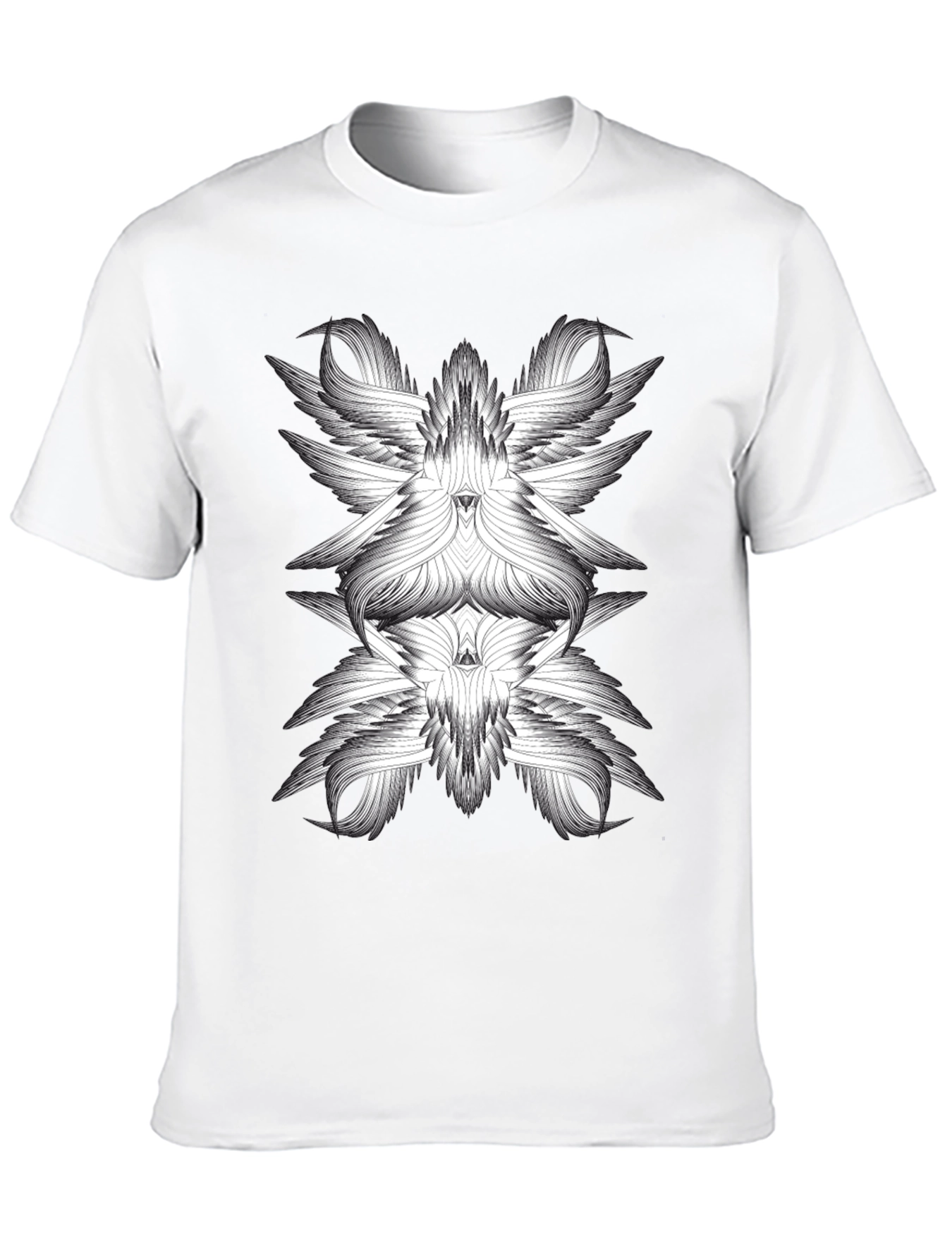 Abstract Winged Design Black T-Shirt