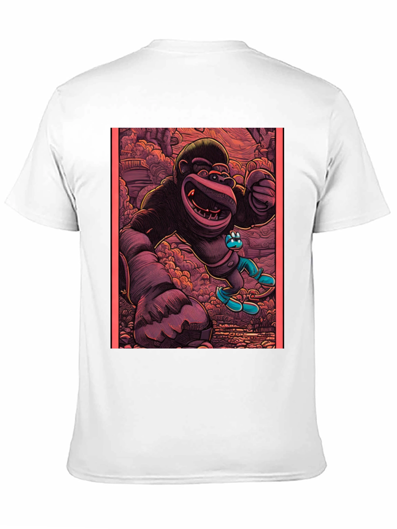 Cartoon Gorilla Graphic Tee - Black