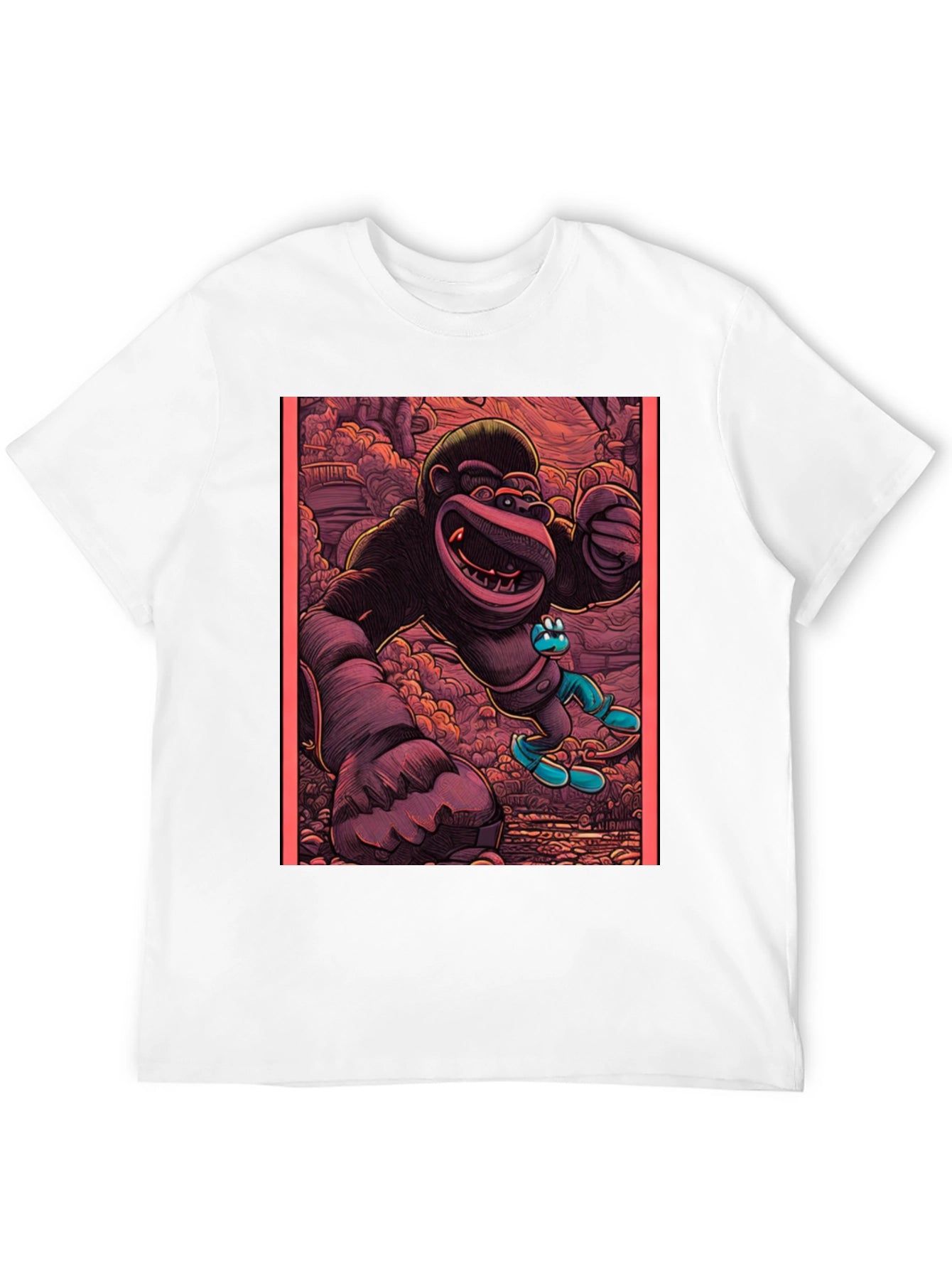 Cartoon Gorilla Graphic Tee - Black