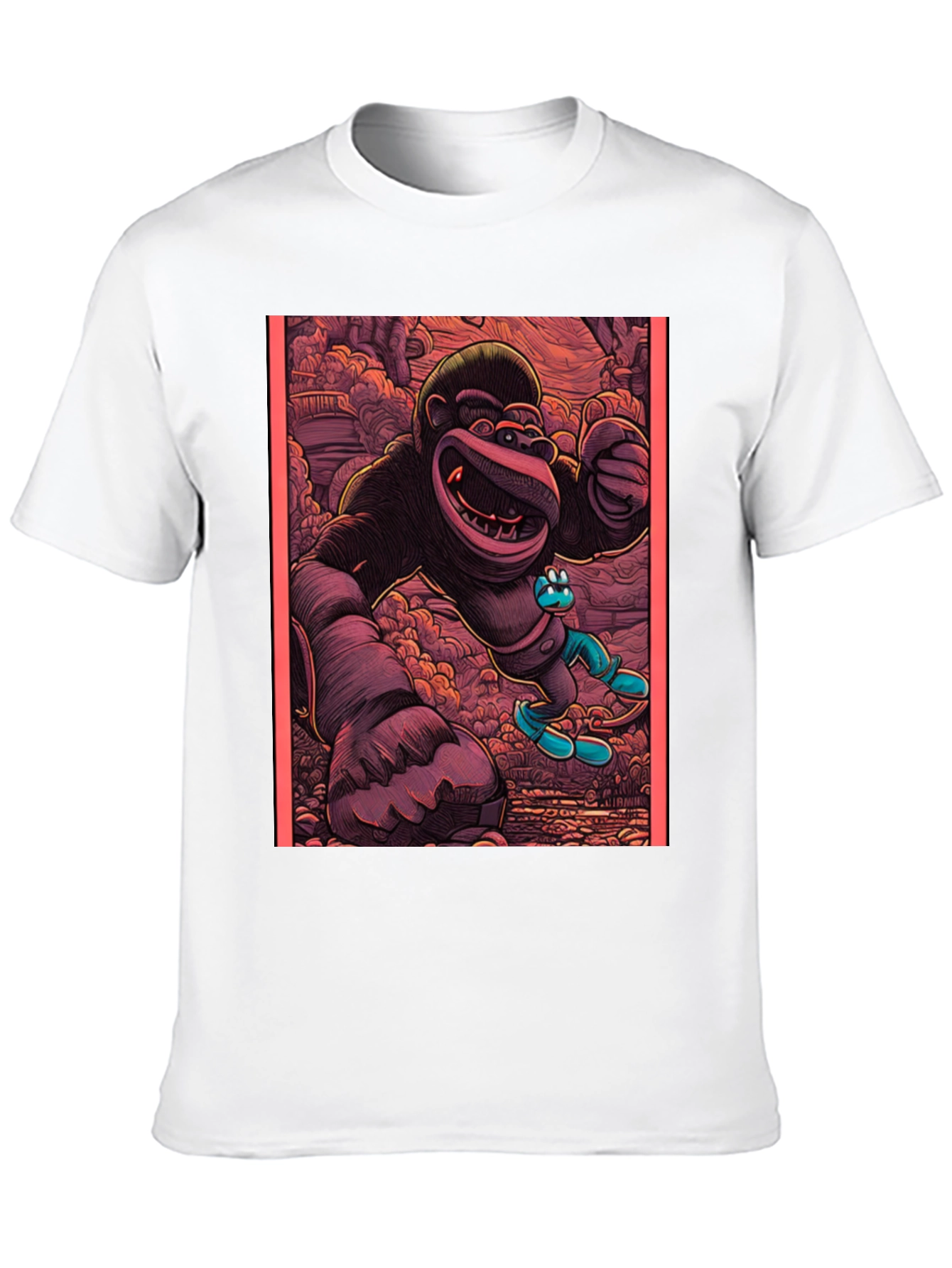 Cartoon Gorilla Graphic Tee - Black