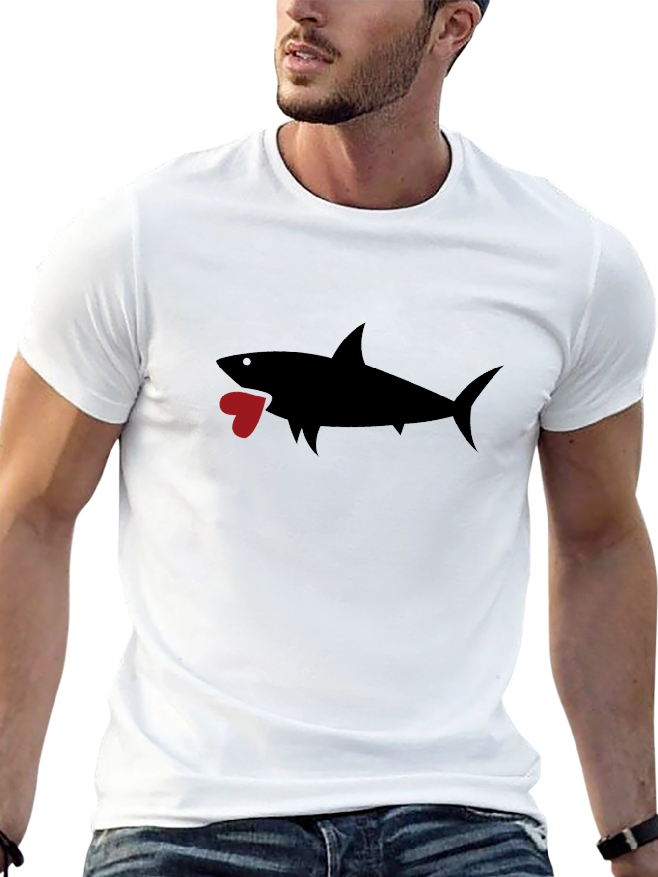 Shark Heart Graphic Black T-Shirt