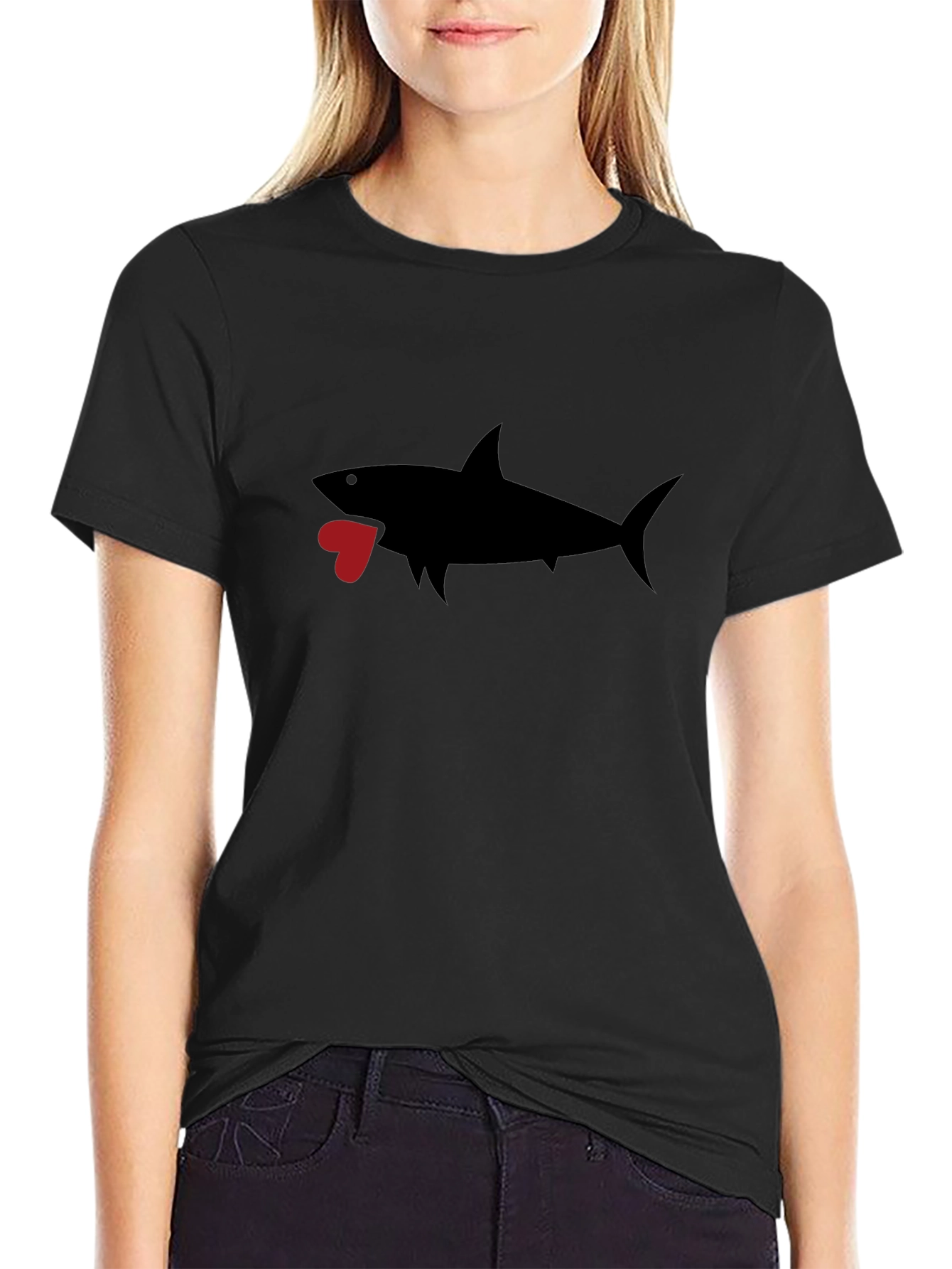 Shark Heart Graphic Black T-Shirt