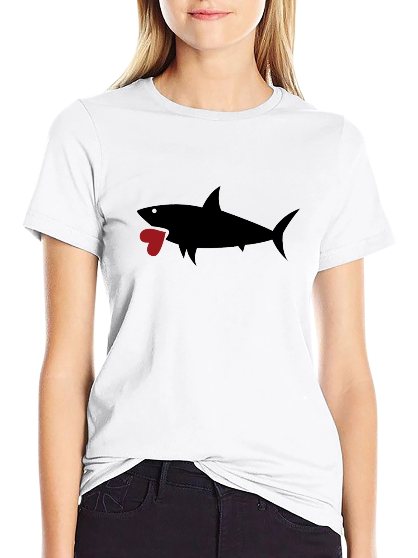 Shark Heart Graphic Black T-Shirt