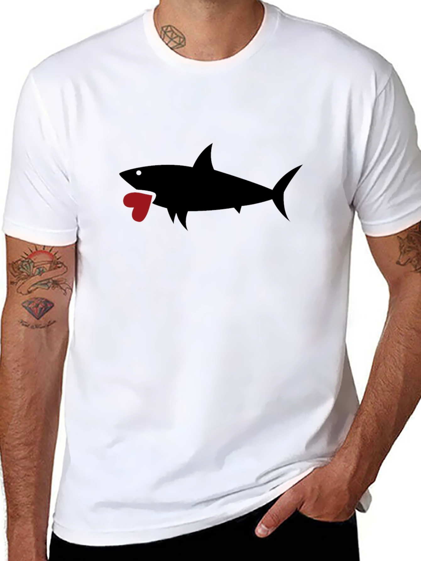 Shark Heart Graphic Black T-Shirt