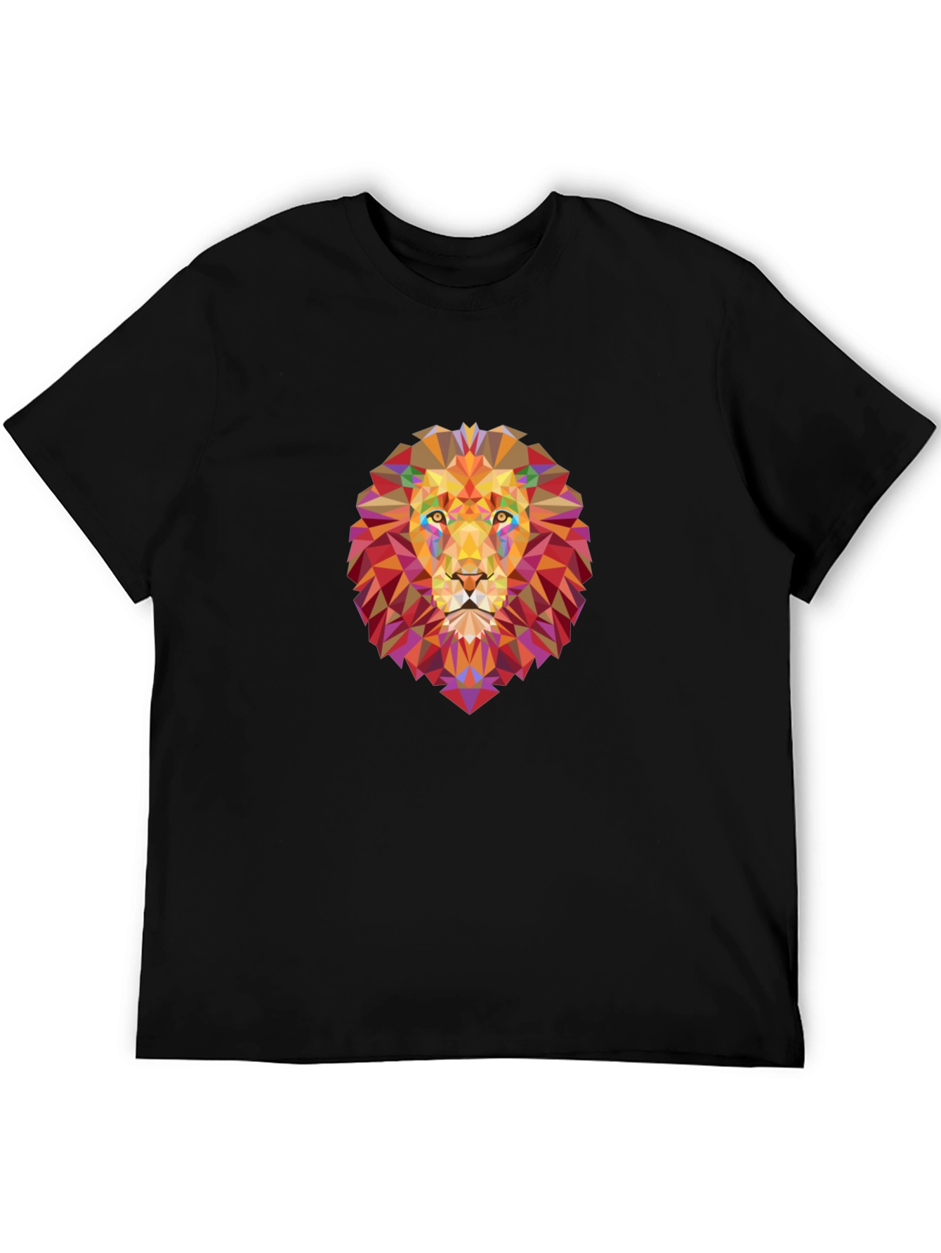 Geometric Lion Graphic Black T-Shirt