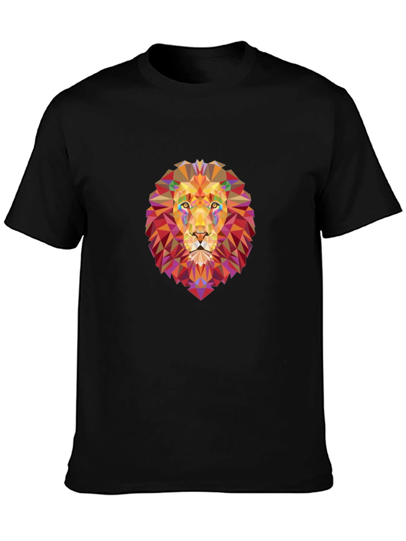 Geometric Lion Graphic Black T-Shirt