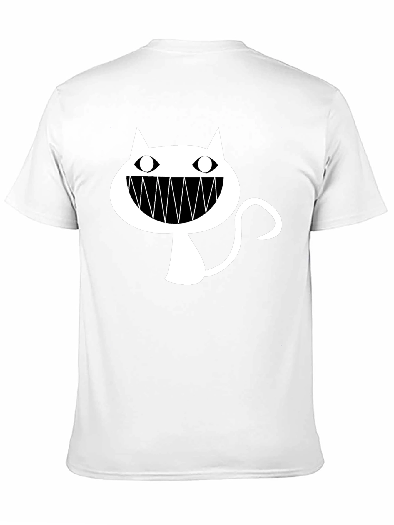 Black T-Shirt with Cartoon Cat Graphic