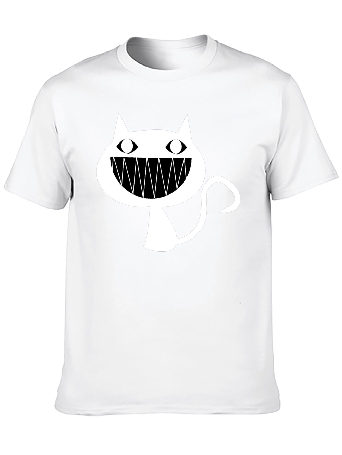 Black T-Shirt with Cartoon Cat Graphic