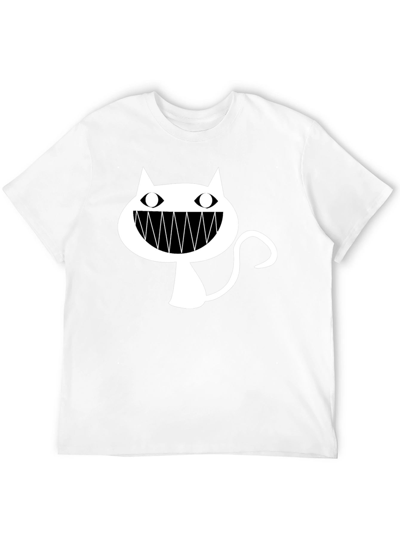 Black T-Shirt with Cartoon Cat Graphic