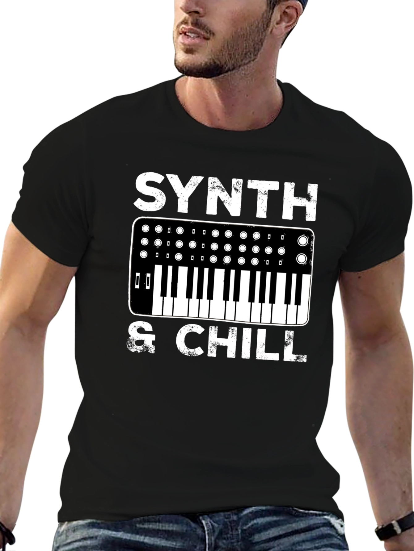 Synth & Chill Graphic T-Shirt - Music Lover Tee