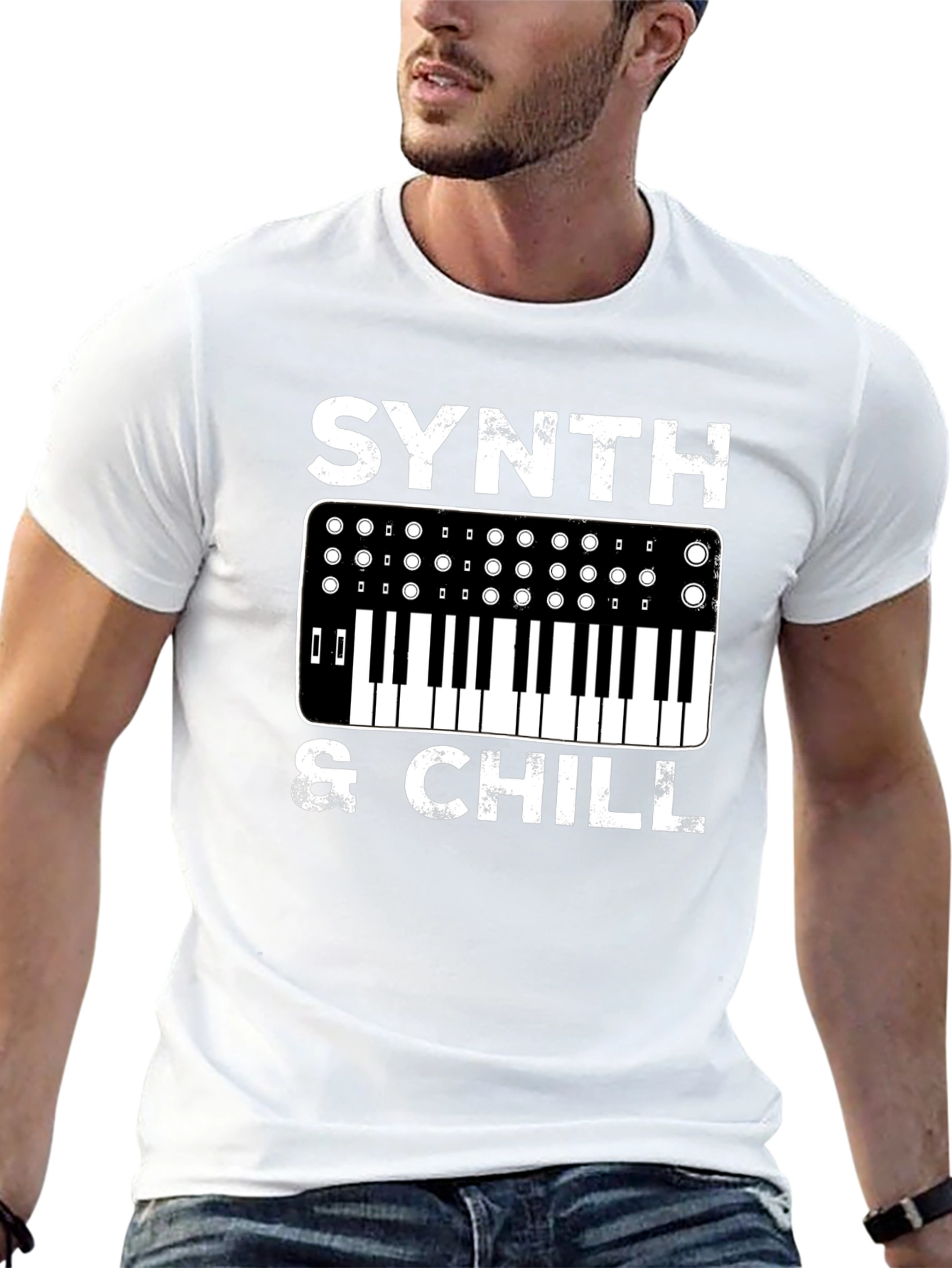 Synth & Chill Graphic T-Shirt - Music Lover Tee