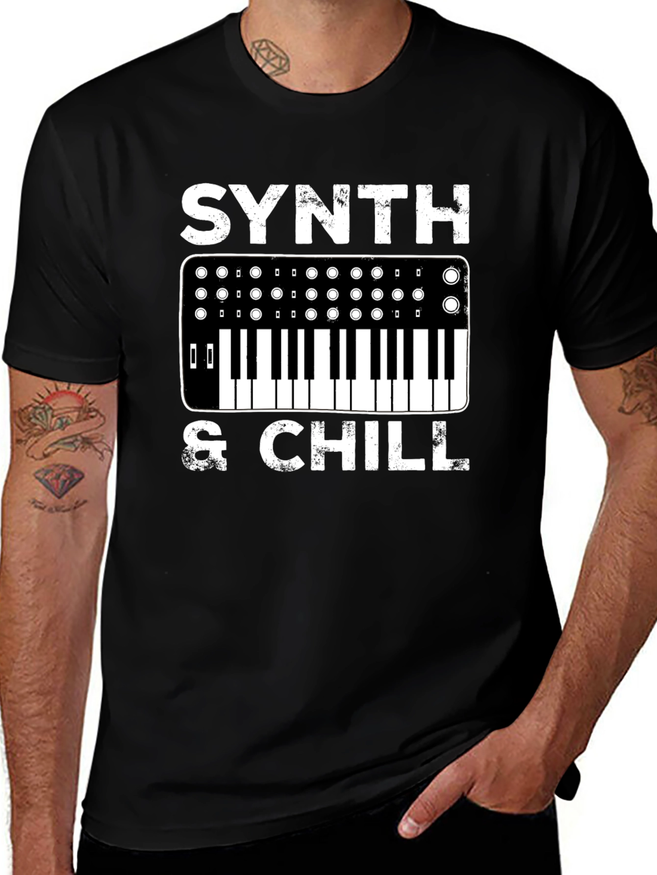 Synth & Chill Graphic T-Shirt - Music Lover Tee