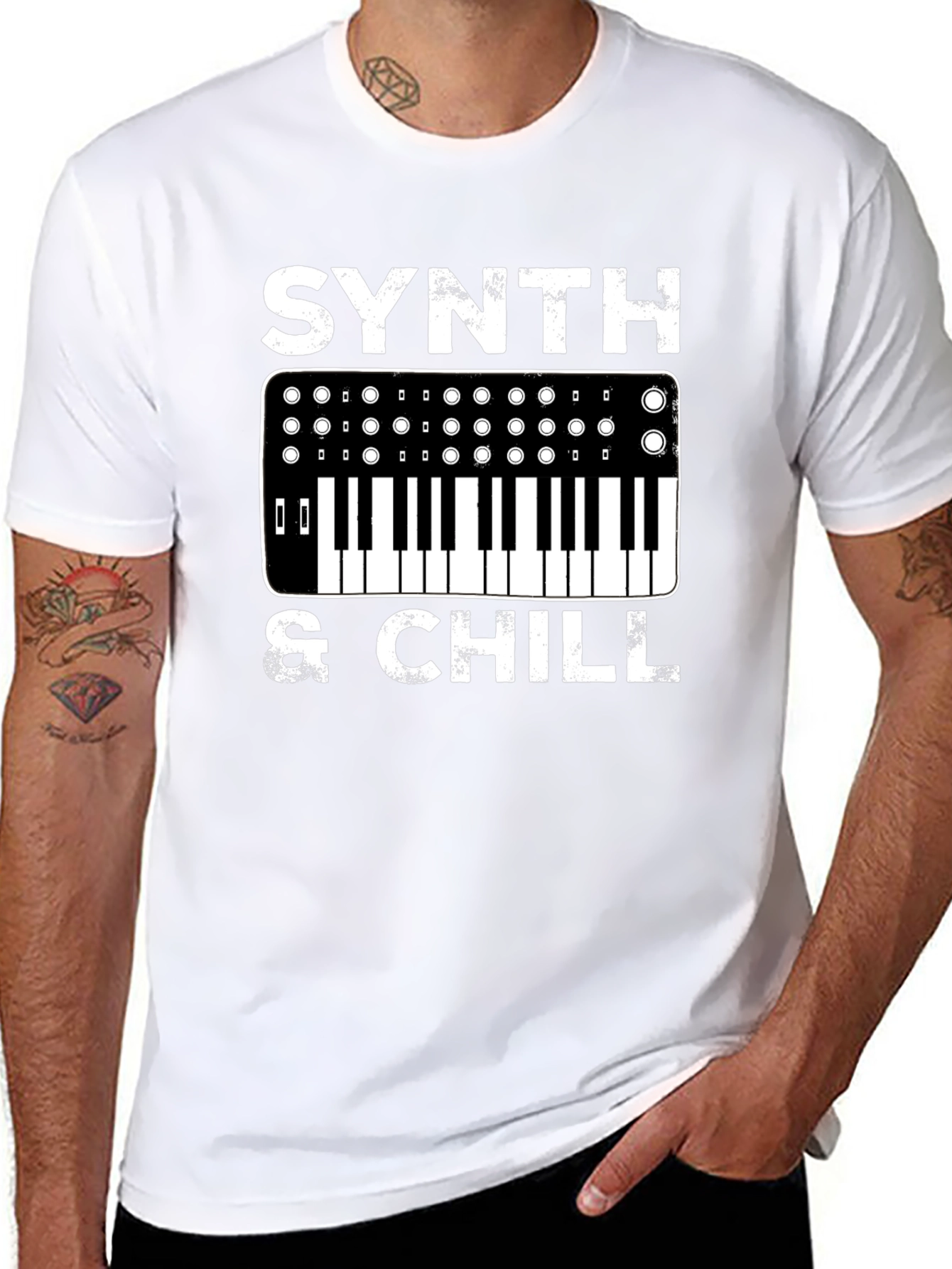Synth & Chill Graphic T-Shirt - Music Lover Tee