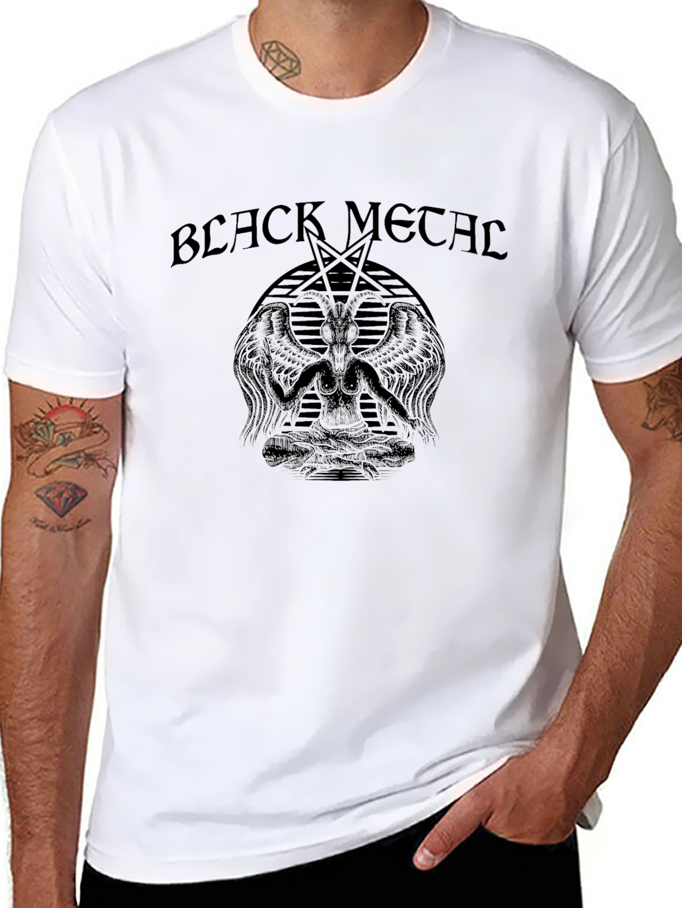 Black Metal Graphic Tee - Dark Gothic Design