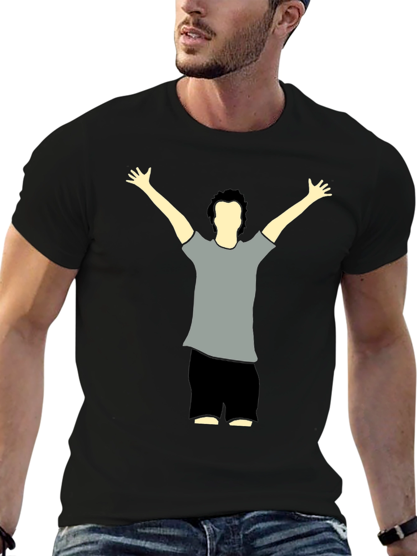 Graphic Tee - Man Raising Arms Design