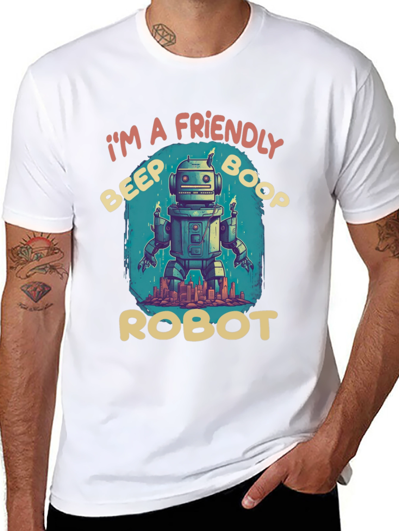 Friendly Robot T-Shirt: Beep Boop Style