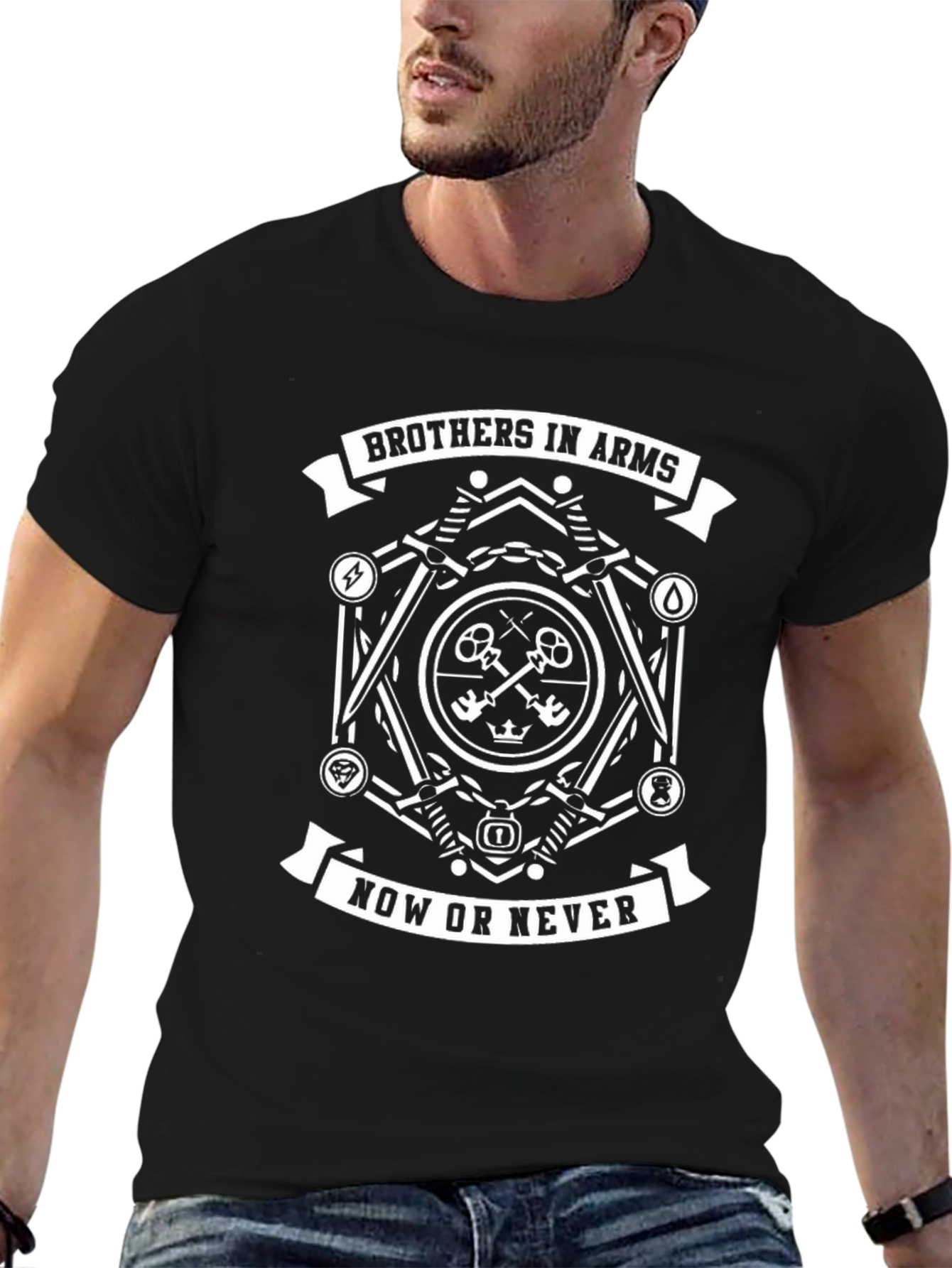 Brothers in Arms Black Graphic T-Shirt