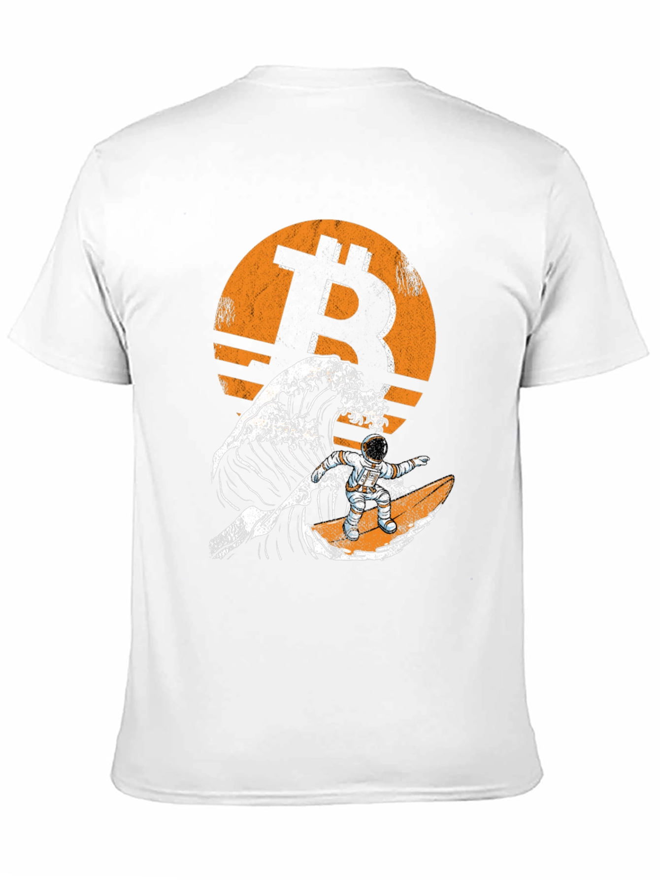 Bitcoin Astronaut Surfing Wave T-Shirt - Crypto Tee