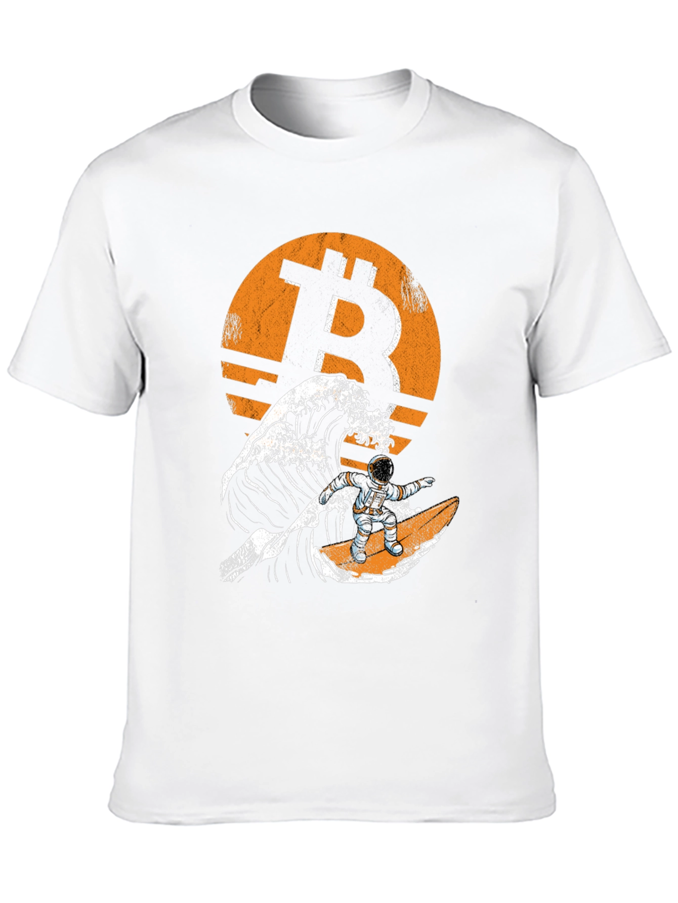 Bitcoin Astronaut Surfing Wave T-Shirt - Crypto Tee