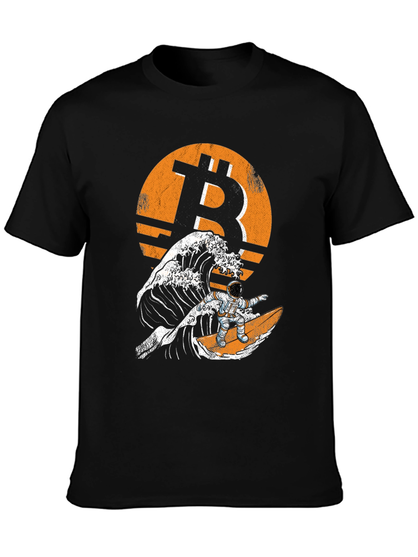 Bitcoin Astronaut Surfing Wave T-Shirt - Crypto Tee
