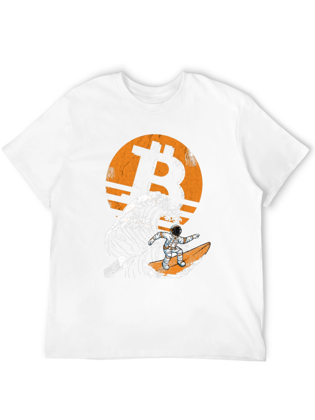 Bitcoin Astronaut Surfing Wave T-Shirt - Crypto Tee